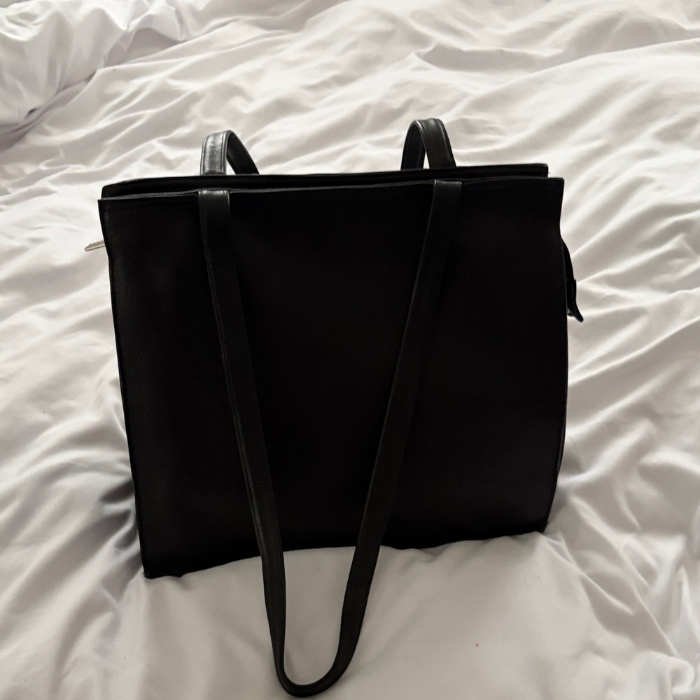 Elegant Black Leather Tote Bag
